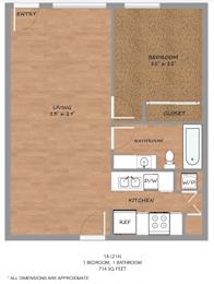 1 bed 1 bath B at Hickory Street Lofts Apartments, Denton