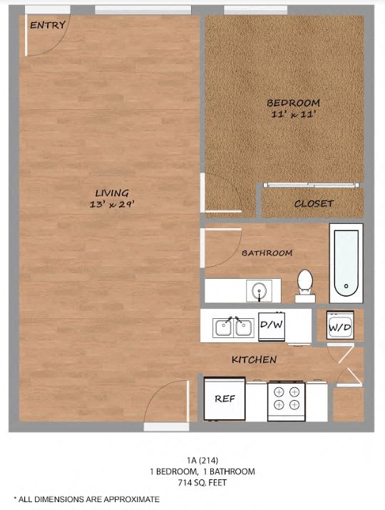 1 bed 1 bath B at Hickory Street Lofts Apartments, Denton