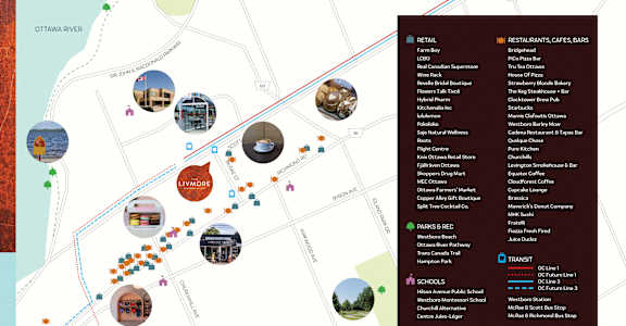 Area map showing amenities close to Livmore Westboro Village