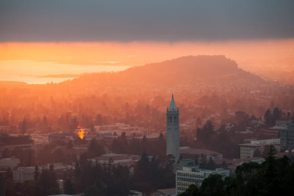 a sunset over the city of san francisco