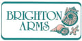 the logo for brighton arms with an illustration of an shell and a starfish