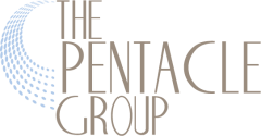 logo with a circle and the words the penta group