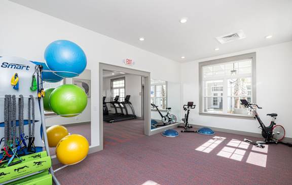 Gym with exercise equipment