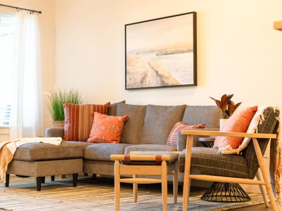 Couch in Living Room at Ridge View Apartments