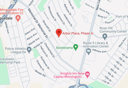 search engine website showing a map of the area and points of interest