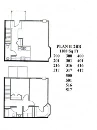  Floor Plan 2 Bedroom 1.5 Bath Market