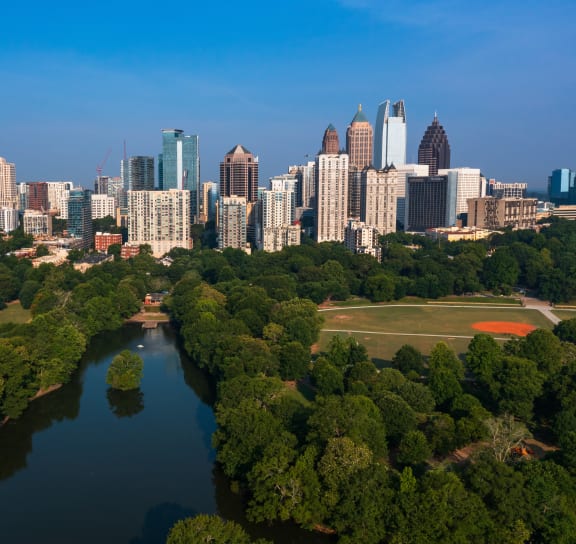 arial view of the midtown atlanta skyline