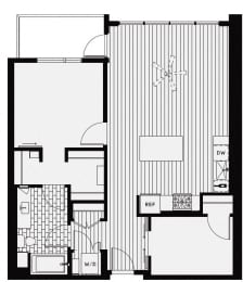 B4 &#x2013; 1 Bedroom 1 Bath Floor Plan Layout &#x2013; 968 Square Feet