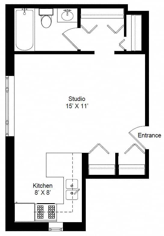 Oakdale Terrace Studio Floor Plan