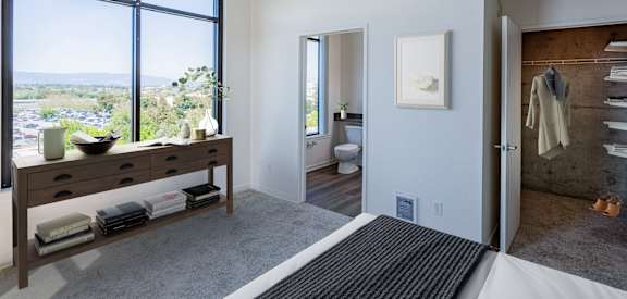 furnished bedroom with walk in closet at Vendome Place, San Jose, 95110