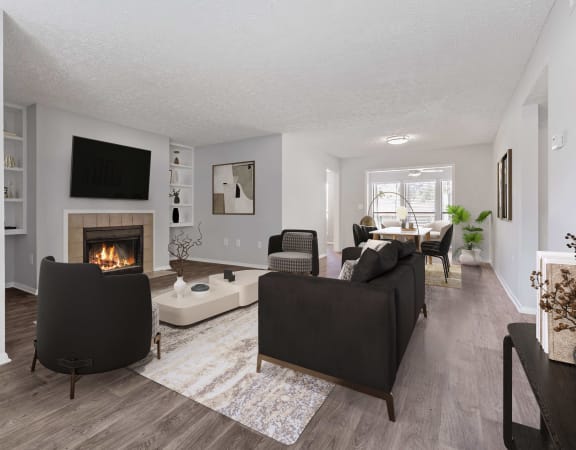 our apartments offer a living room with a fireplace