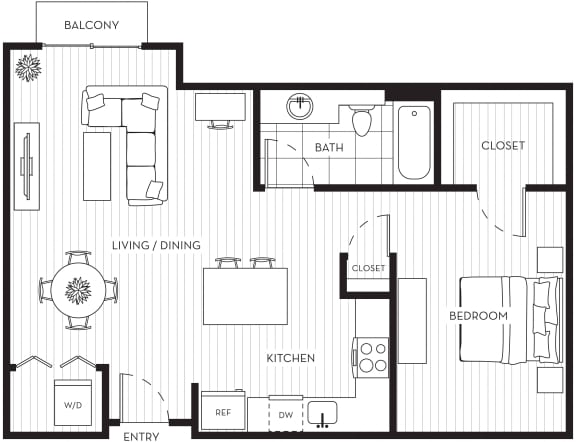 Floor Plan  LUX Apartments O 1E Floor Plan