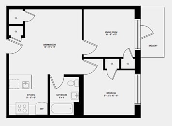  Floor Plan R Line 2 Bed 1 Bath