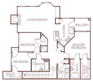 Milan three bedroom two bathroom floorplan at Ridge Pointe Villas