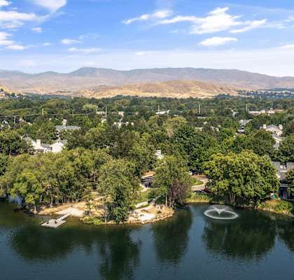 an aerial view of a body of water and trees at Edgewater Apartments Boise, Boise, 83703