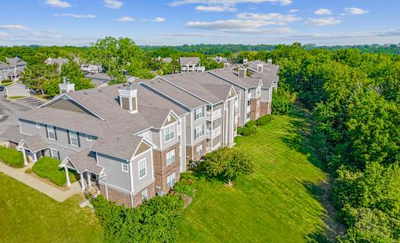 the aerial view of the estates at park ridge at Stonebriar Woods Apartments, Overland Park, KS