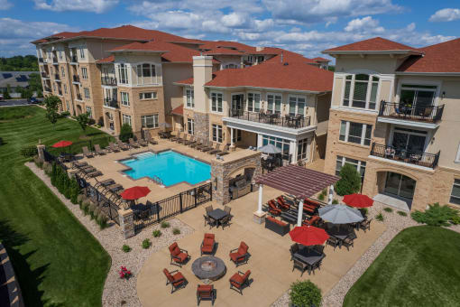 Aerial Pool View at The Tuscany on Pleasant View, Madison, Wisconsin