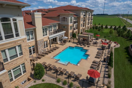 Aerial Pool  at The Tuscany on Pleasant View, Madison