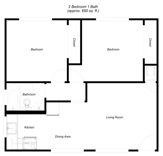 Floor Plan  2 bedroom floor plan for Del Prado I Apartments