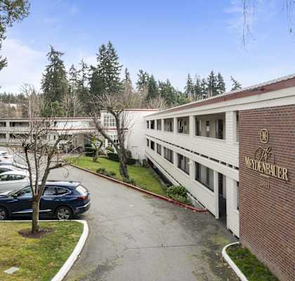 the parking lot outside building