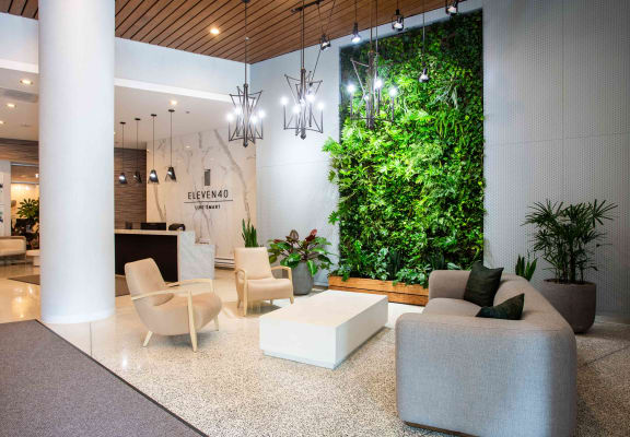 a living wall in a lobby