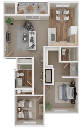 Floor Plan  2 bedrooms 2 bathrooms floor plan at THE TIMBERS BY VINTAGE, Washington