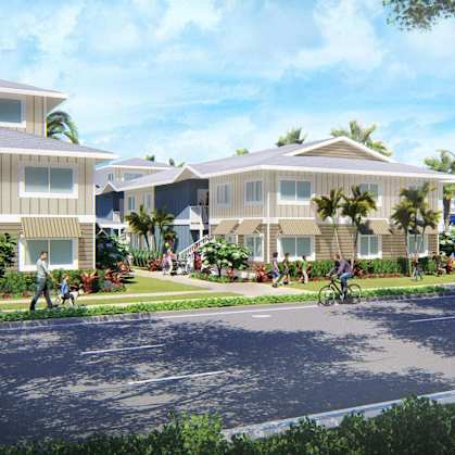 a rendering of a row of houses on a street