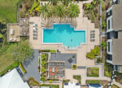 Thumbnail 7 of 13 - arial view of a swimming pool in a backyard with palm trees