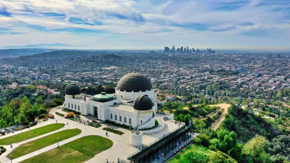an aerial view of the observatory overlooking the city