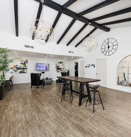 Clubroom with table and seating