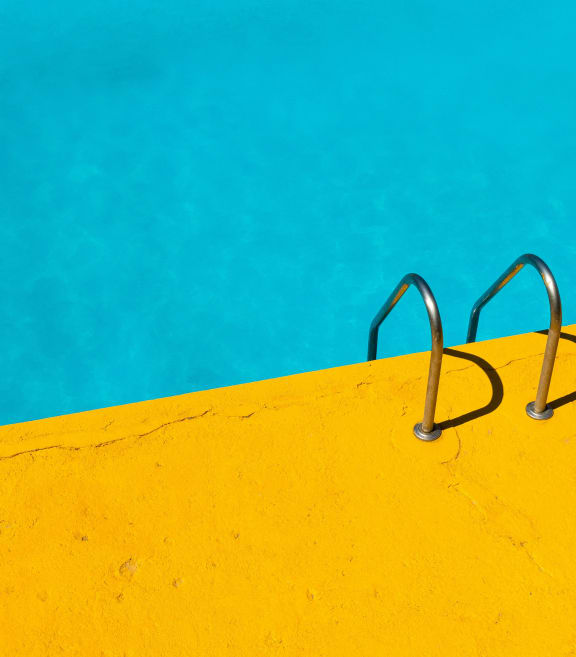 a swimming pool with a diving suit