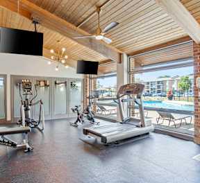Gym with exercise bikes at fifty9 Grove Apartments, Naperville, IL, 60563