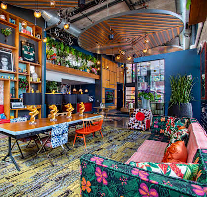 a restaurant or other place to eat at the green room