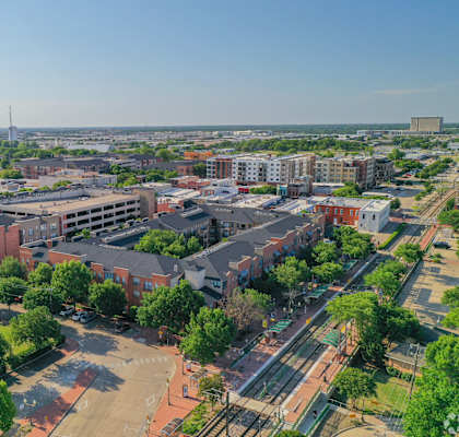 an aerial view of the city