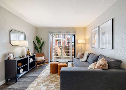 our apartments offer a living room with a couch and a tv