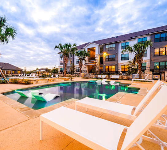 the swimming pool at our apartments at The Parker Austin, Pflugerville, 78660
