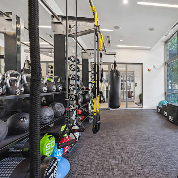 the collection 527 office space weights area with exercise equipment