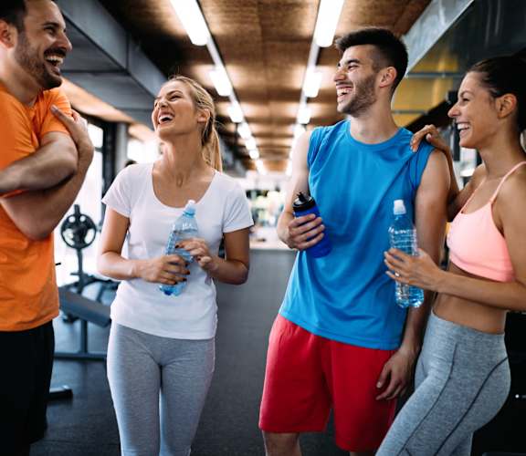 People talking in fitness center