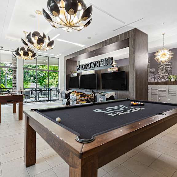 Midtown 205 Apartments in Charlotte, NC Lounge with Pool Table