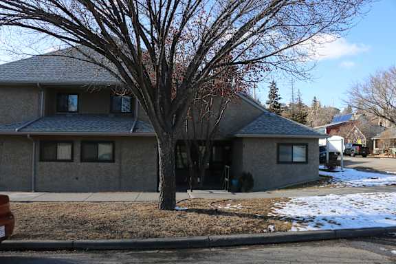 A house with a tree in front of it.