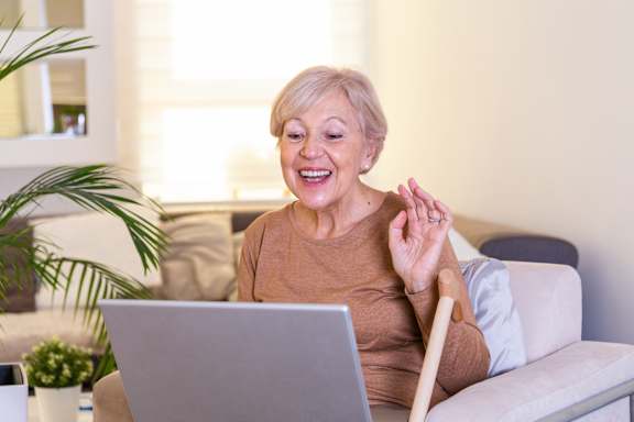 Older couple is hugging at Sweetwater Terraces Apartments, Duluth, GA, 30096