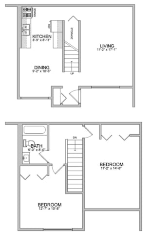 Floor Plan  2 Bedroom Townhome