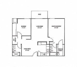 Floor Plan  E1 & E2 - 2 Bedroom, 2 Bath