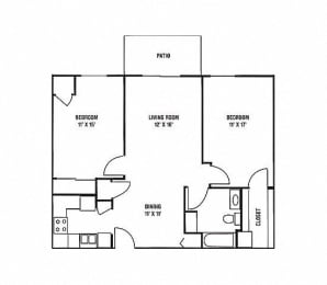 Floor Plan  C1 - 2 Bedroom, 1 Bath A