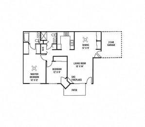 Floor Plan  L1 - LOWER CORNERSTONE TOWNHOME - 2 Bedroom, 2 Bath with 2 Car Garage