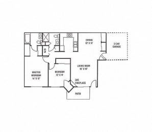 Floor Plan  L1 - LOWER CORNERSTONE TOWNHOME - 2 Bedroom, 2 Bath with 2 Car Garage