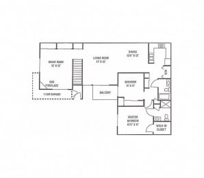 Floor Plan  O1 - UPPER COURTYARD TOWNHOME - 2 Bedroom, 2 Bath with Greatroom and 1 Car Garage
