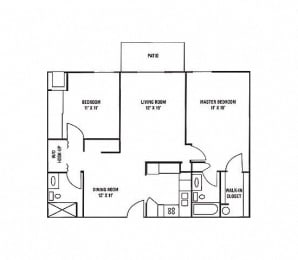 Floor Plan  E1 - 2 Bedroom, 2 Bath