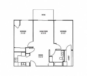 Floor Plan  C4 - 2 Bedroom, 1 Bath