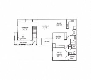 Floor Plan  O1 & O2 - UPPER COURTYARD TOWNHOME - 2 Bedroom, 2 Bath with Greatroom & 1 Car Garage